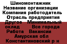 Шиномонтажник › Название организации ­ Компания-работодатель › Отрасль предприятия ­ Другое › Минимальный оклад ­ 1 - Все города Работа » Вакансии   . Амурская обл.,Константиновский р-н